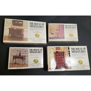 Miniature Doll House Chippendale Chest Lowboy Queen Anne Candle Stand Table